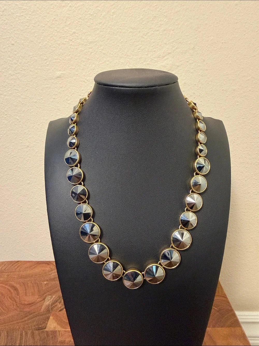 Henri Bendel On Point Black Swarovski Crystal and Gold Necklace